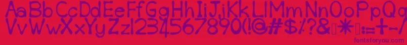 Sempoi-Schriftart – Violette Schriften auf rotem Hintergrund