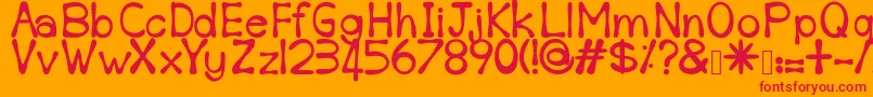 Sempoi-Schriftart – Rote Schriften auf orangefarbenem Hintergrund