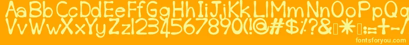 Sempoi-Schriftart – Gelbe Schriften auf orangefarbenem Hintergrund