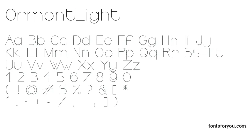 A fonte OrmontLight – alfabeto, números, caracteres especiais