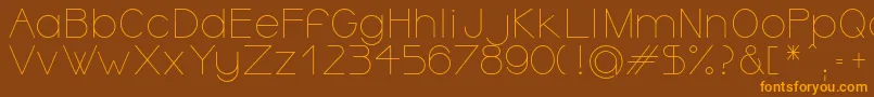 フォントOrmontLight – オレンジ色の文字が茶色の背景にあります。