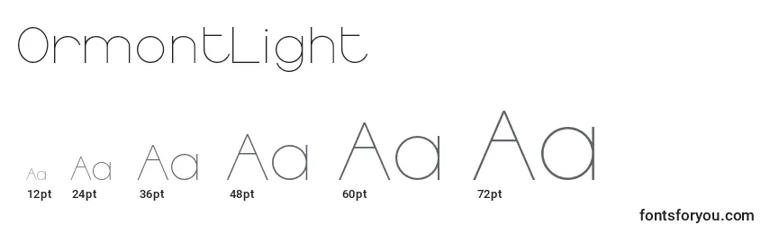 OrmontLight Font Sizes