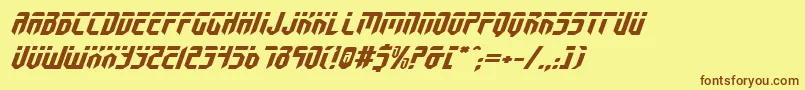 フォントFedyralExpandedItalic – 茶色の文字が黄色の背景にあります。