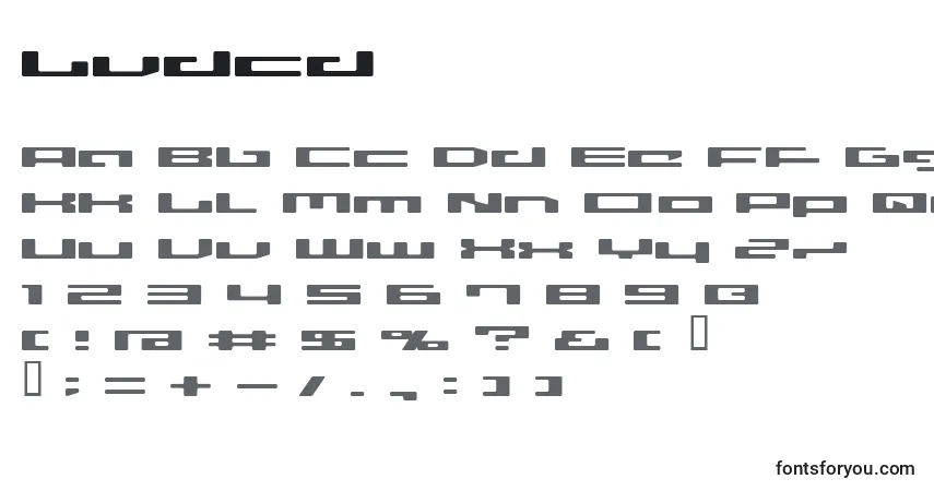 Schriftart Lvdcd – Alphabet, Zahlen, spezielle Symbole