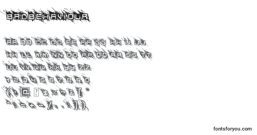 Czcionka BadBehaviour – alfabet, cyfry, specjalne znaki