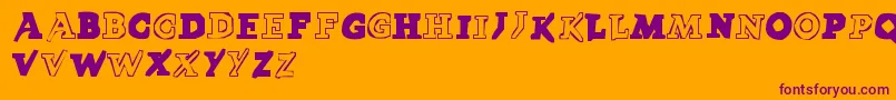 LmsPokedex-Schriftart – Violette Schriften auf orangefarbenem Hintergrund