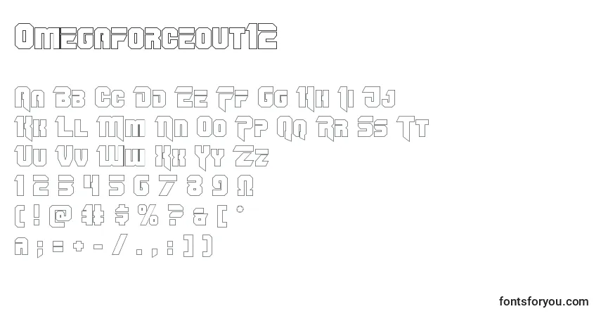 A fonte Omegaforceout12 – alfabeto, números, caracteres especiais