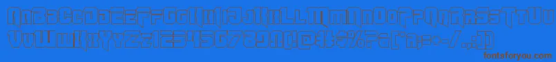 Omegaforceout12-Schriftart – Braune Schriften auf blauem Hintergrund