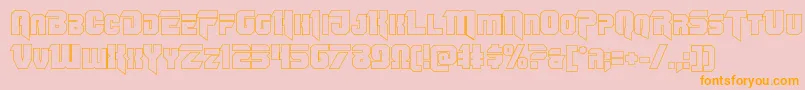 Omegaforceout12-Schriftart – Orangefarbene Schriften auf rosa Hintergrund