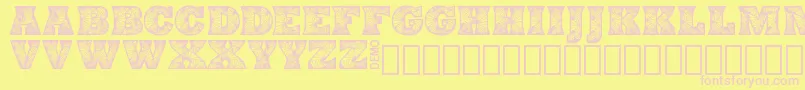 EdyraDemo-fontti – vaaleanpunaiset fontit keltaisella taustalla