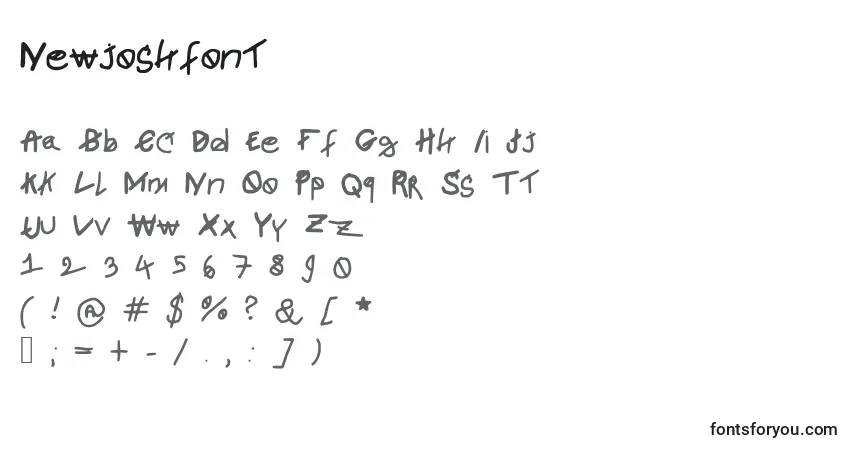 Newjoshfont-fontti – aakkoset, numerot, erikoismerkit