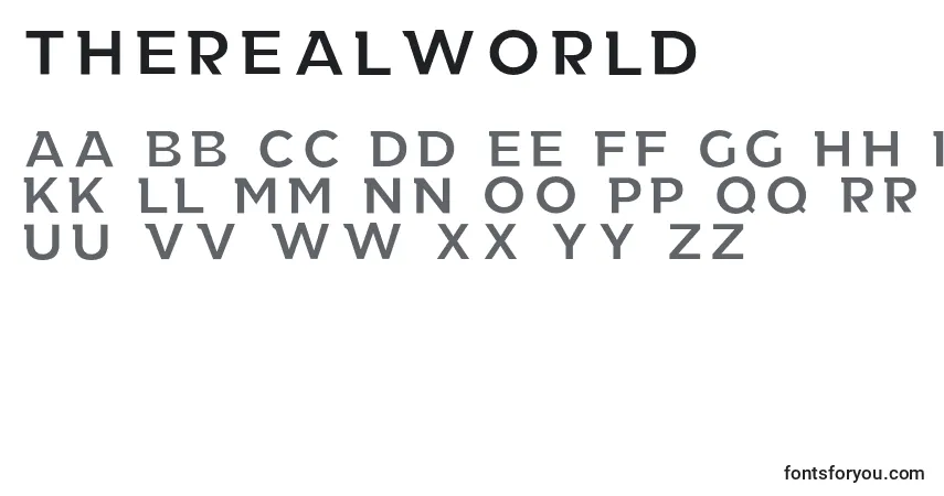 Czcionka TheRealWorld – alfabet, cyfry, specjalne znaki