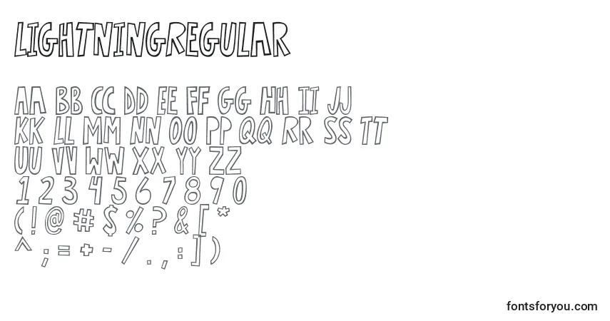 Schriftart LightningRegular – Alphabet, Zahlen, spezielle Symbole