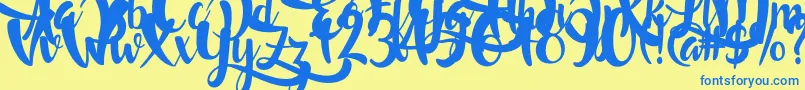 Więcej informacji o czcionce LostInWild Czcionka LostInWild – niebieskie czcionki na żółtym tle