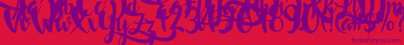 フォントLostInWild – 赤い背景に紫のフォント