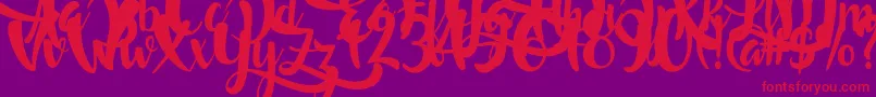 Fonte LostInWild – fontes vermelhas em um fundo violeta