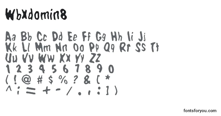 Czcionka Wbxdomin8 – alfabet, cyfry, specjalne znaki