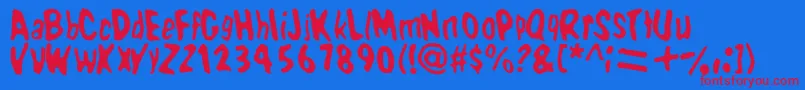 Wbxdomin8-Schriftart – Rote Schriften auf blauem Hintergrund