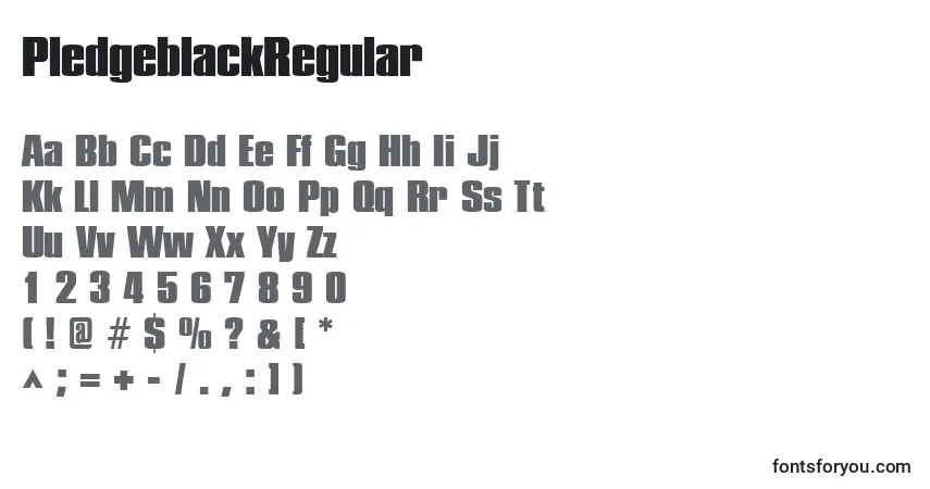 A fonte PledgeblackRegular – alfabeto, números, caracteres especiais
