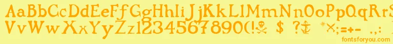 フォントFlibustierThin – オレンジの文字が黄色の背景にあります。