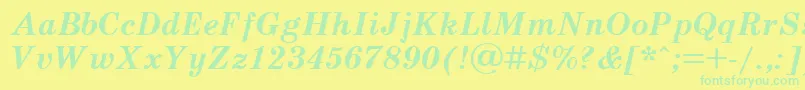 UkrainianschoolbookBolditalic Font – Green Fonts on Yellow Background