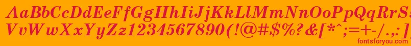 UkrainianschoolbookBolditalic Font – Red Fonts on Orange Background