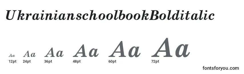 Tamaños de fuente UkrainianschoolbookBolditalic