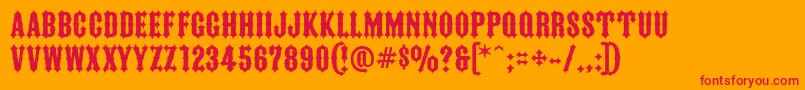 FtyIronriderNcv-Schriftart – Rote Schriften auf orangefarbenem Hintergrund