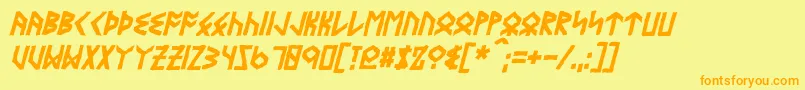 EyvindrBoldItalic Font – Orange Fonts on Yellow Background