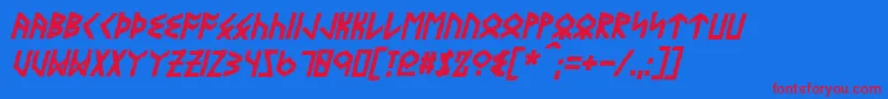 EyvindrBoldItalic Font – Red Fonts on Blue Background