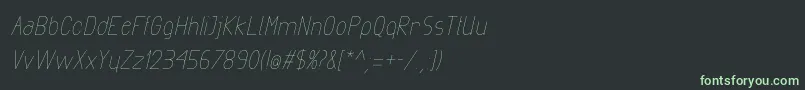 Fonte ExactaLightItalic – fontes verdes em um fundo preto