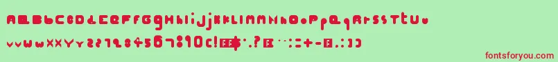 Hellogoodbye-Schriftart – Rote Schriften auf grünem Hintergrund