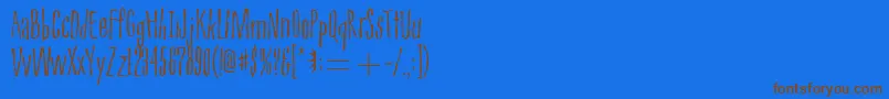 PioushenryitcTt-Schriftart – Braune Schriften auf blauem Hintergrund