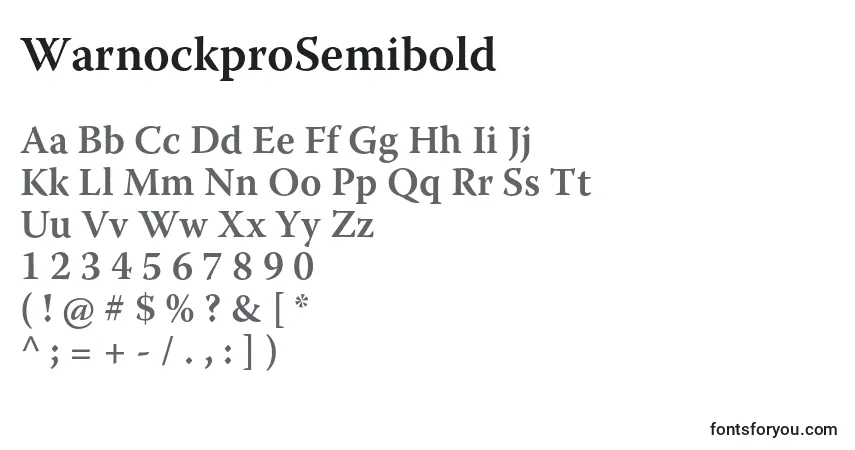 A fonte WarnockproSemibold – alfabeto, números, caracteres especiais