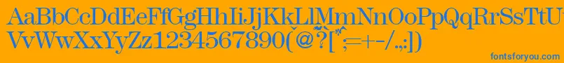 Modern438lightRegular Font – Blue Fonts on Orange Background