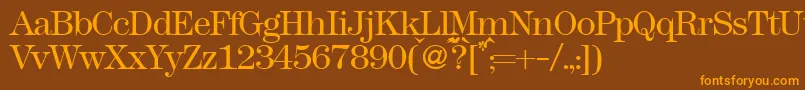 Modern438lightRegular Font – Orange Fonts on Brown Background