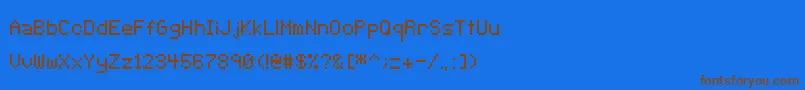 Pixeltype-Schriftart – Braune Schriften auf blauem Hintergrund
