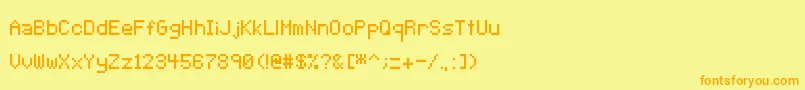 Pixeltype-Schriftart – Orangefarbene Schriften auf gelbem Hintergrund