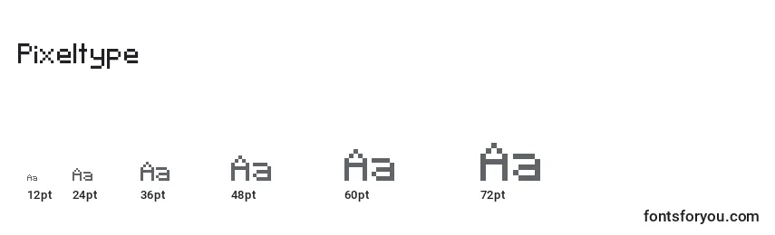 Размеры шрифта Pixeltype