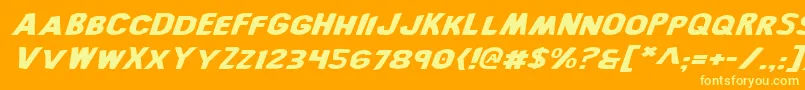 BronicExpandedItalic-Schriftart – Gelbe Schriften auf orangefarbenem Hintergrund