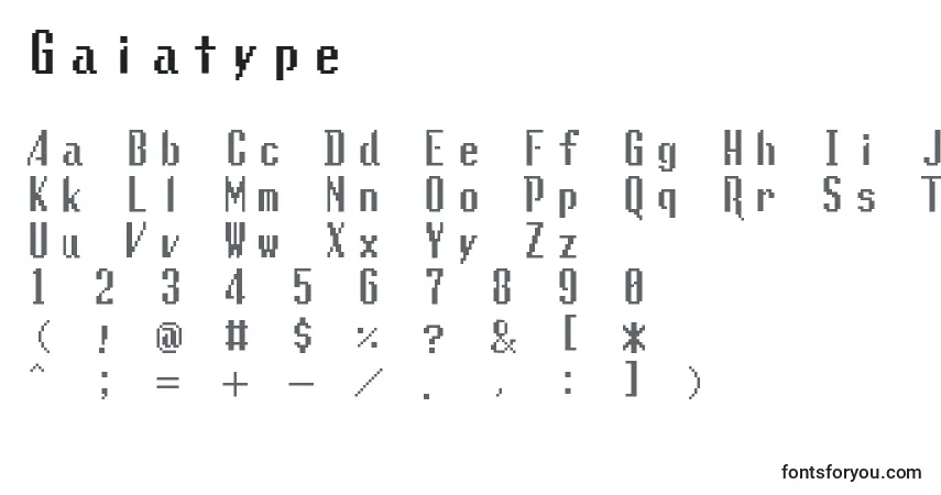 Schriftart Gaiatype (16484) – Alphabet, Zahlen, spezielle Symbole