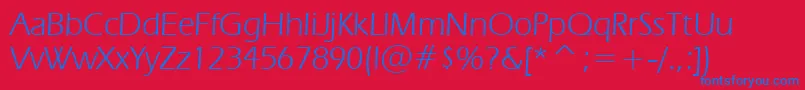 Erasn-Schriftart – Blaue Schriften auf rotem Hintergrund