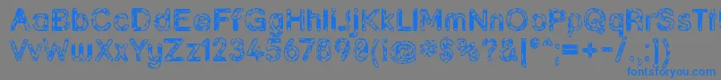 フォントGrunja ffy – 灰色の背景に青い文字