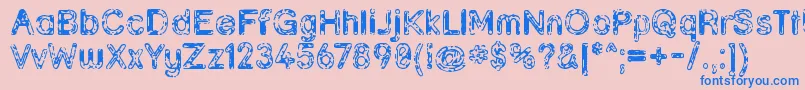 Grunja ffy-Schriftart – Blaue Schriften auf rosa Hintergrund