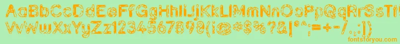 Grunja ffy-Schriftart – Orangefarbene Schriften auf grünem Hintergrund