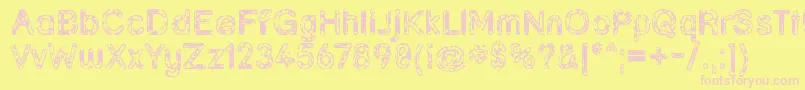 Grunja ffy-Schriftart – Rosa Schriften auf gelbem Hintergrund