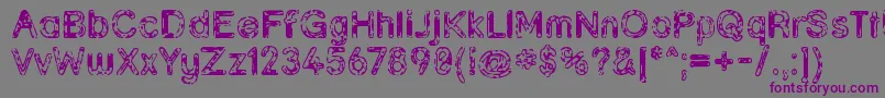 フォントGrunja ffy – 紫色のフォント、灰色の背景