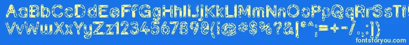 Grunja ffy Font – Yellow Fonts on Blue Background