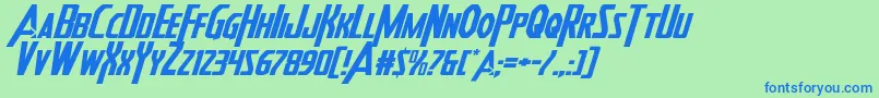 Heroesassembleexpandital Font – Blue Fonts on Green Background