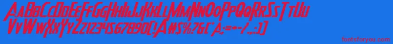 Heroesassembleexpandital Font – Red Fonts on Blue Background